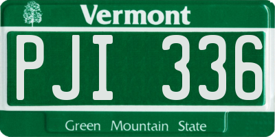 VT license plate PJI336