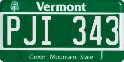 VT license plate PJI343
