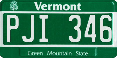 VT license plate PJI346
