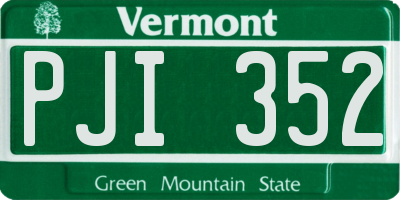 VT license plate PJI352