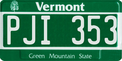 VT license plate PJI353