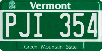 VT license plate PJI354