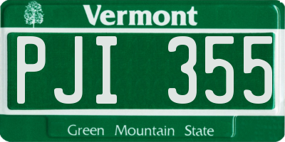 VT license plate PJI355