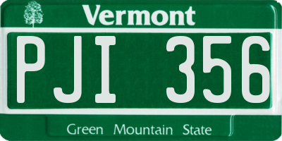 VT license plate PJI356