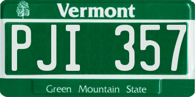 VT license plate PJI357