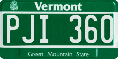 VT license plate PJI360