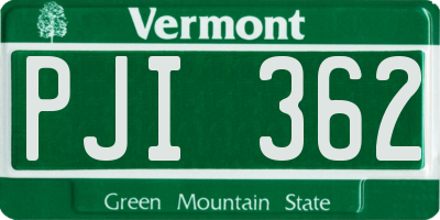 VT license plate PJI362