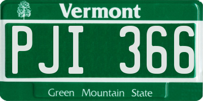 VT license plate PJI366
