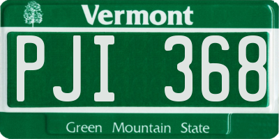 VT license plate PJI368