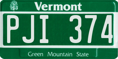 VT license plate PJI374