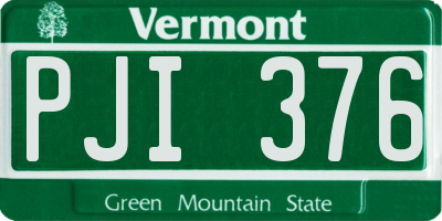 VT license plate PJI376