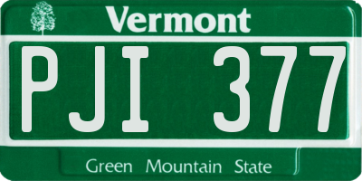 VT license plate PJI377