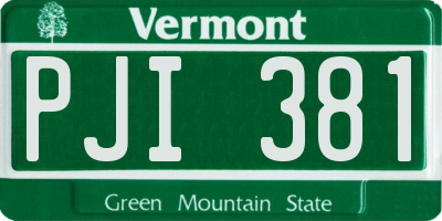 VT license plate PJI381