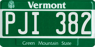 VT license plate PJI382