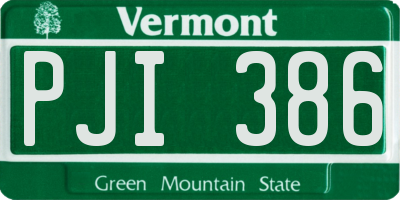 VT license plate PJI386