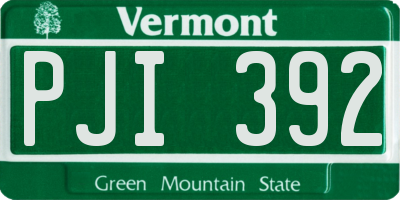 VT license plate PJI392