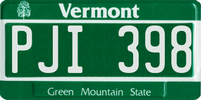 VT license plate PJI398
