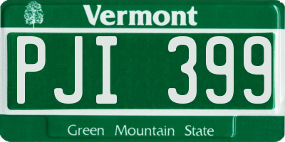 VT license plate PJI399