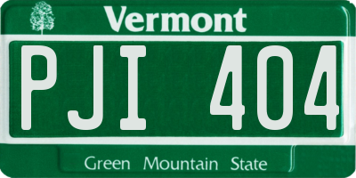 VT license plate PJI404