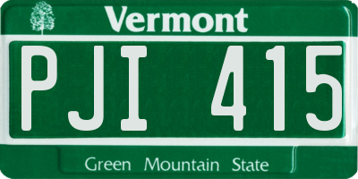 VT license plate PJI415