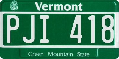 VT license plate PJI418