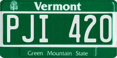 VT license plate PJI420