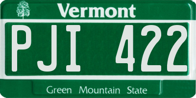 VT license plate PJI422