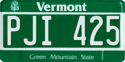 VT license plate PJI425