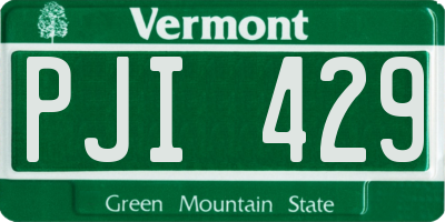VT license plate PJI429
