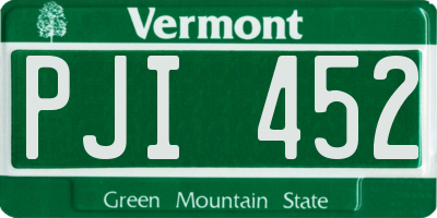 VT license plate PJI452