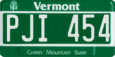 VT license plate PJI454