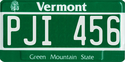 VT license plate PJI456