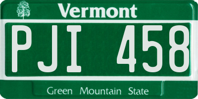 VT license plate PJI458