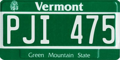 VT license plate PJI475