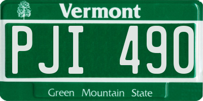 VT license plate PJI490