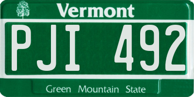 VT license plate PJI492