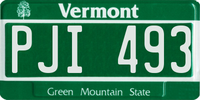 VT license plate PJI493