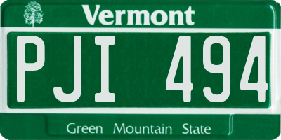 VT license plate PJI494
