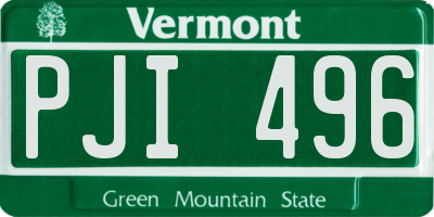 VT license plate PJI496