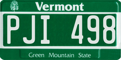 VT license plate PJI498