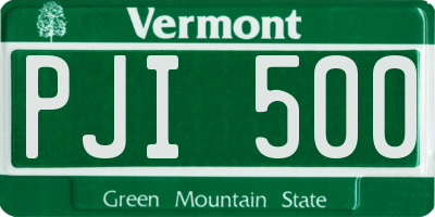 VT license plate PJI500