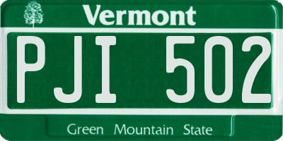 VT license plate PJI502