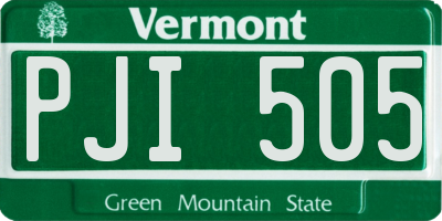 VT license plate PJI505