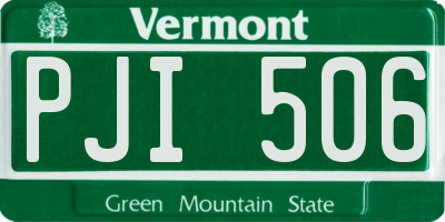 VT license plate PJI506