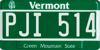 VT license plate PJI514