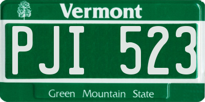 VT license plate PJI523