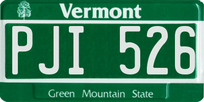 VT license plate PJI526
