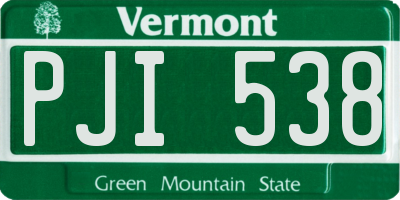 VT license plate PJI538