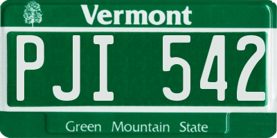 VT license plate PJI542