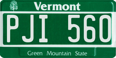 VT license plate PJI560